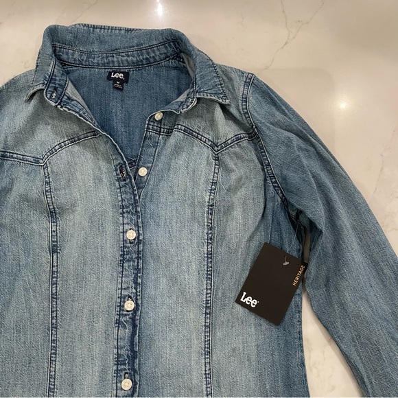 NWT Lee Blue Denim Button-Down Dress - Picture 2 of 15